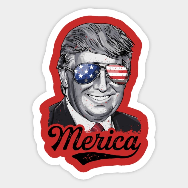 4th of July Trump 2020 Merica Patriotic Sunglasses USA Gift Sticker by Ramadangonim